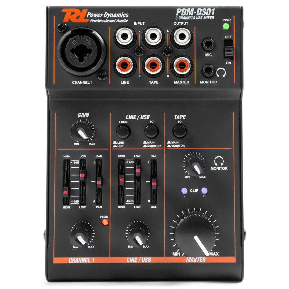 PDM-D301 3-Channel USB Mixer - Power Dynamics