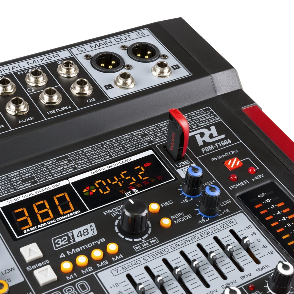 PDM-T1604 Stage Mixer 16-Channel DSP/MP3 - Power Dynamics