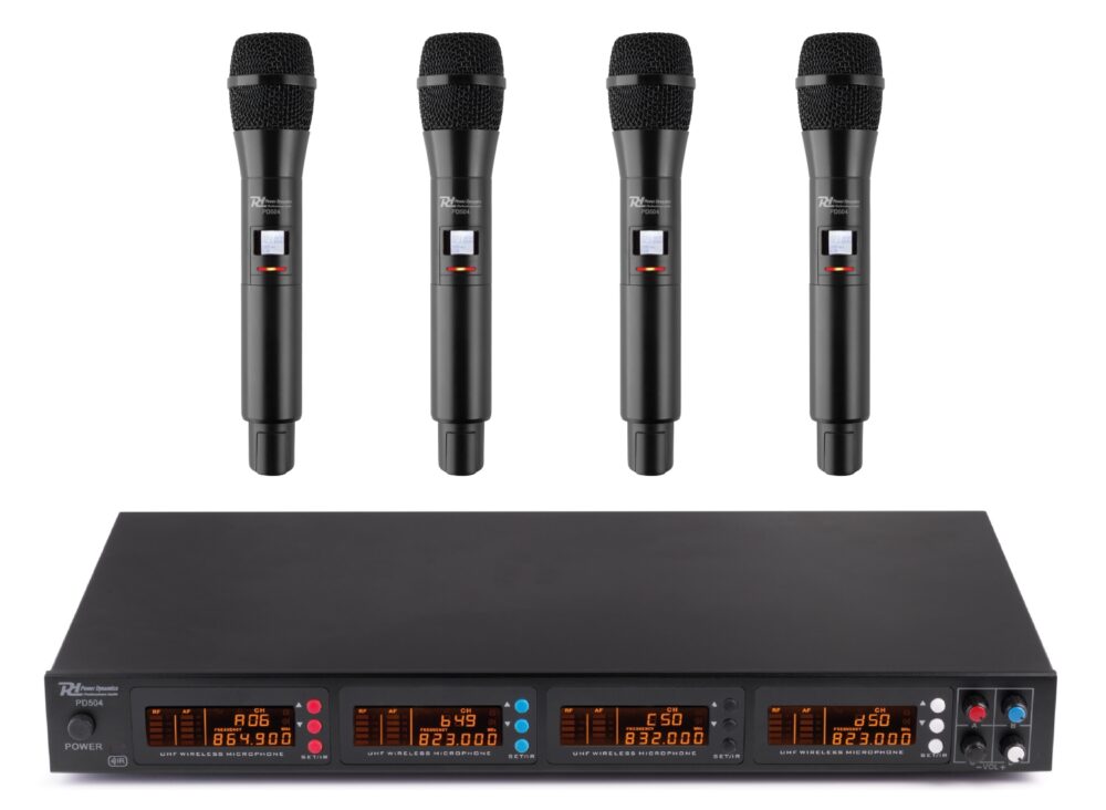 PD504H 4x 50-Channel UHF Wireless Microphone Set with 4 handheld