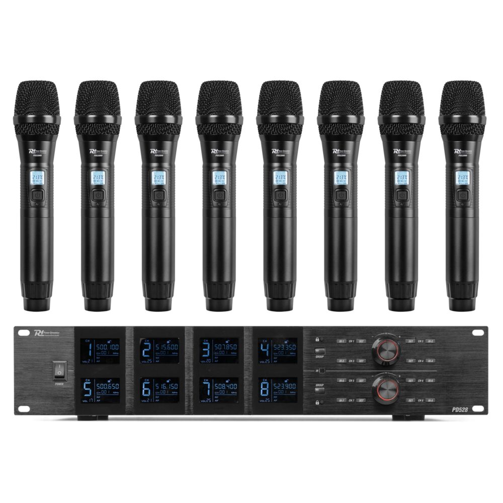 PD528 UHF Wireless Microphone Set with 8 handheld microphones