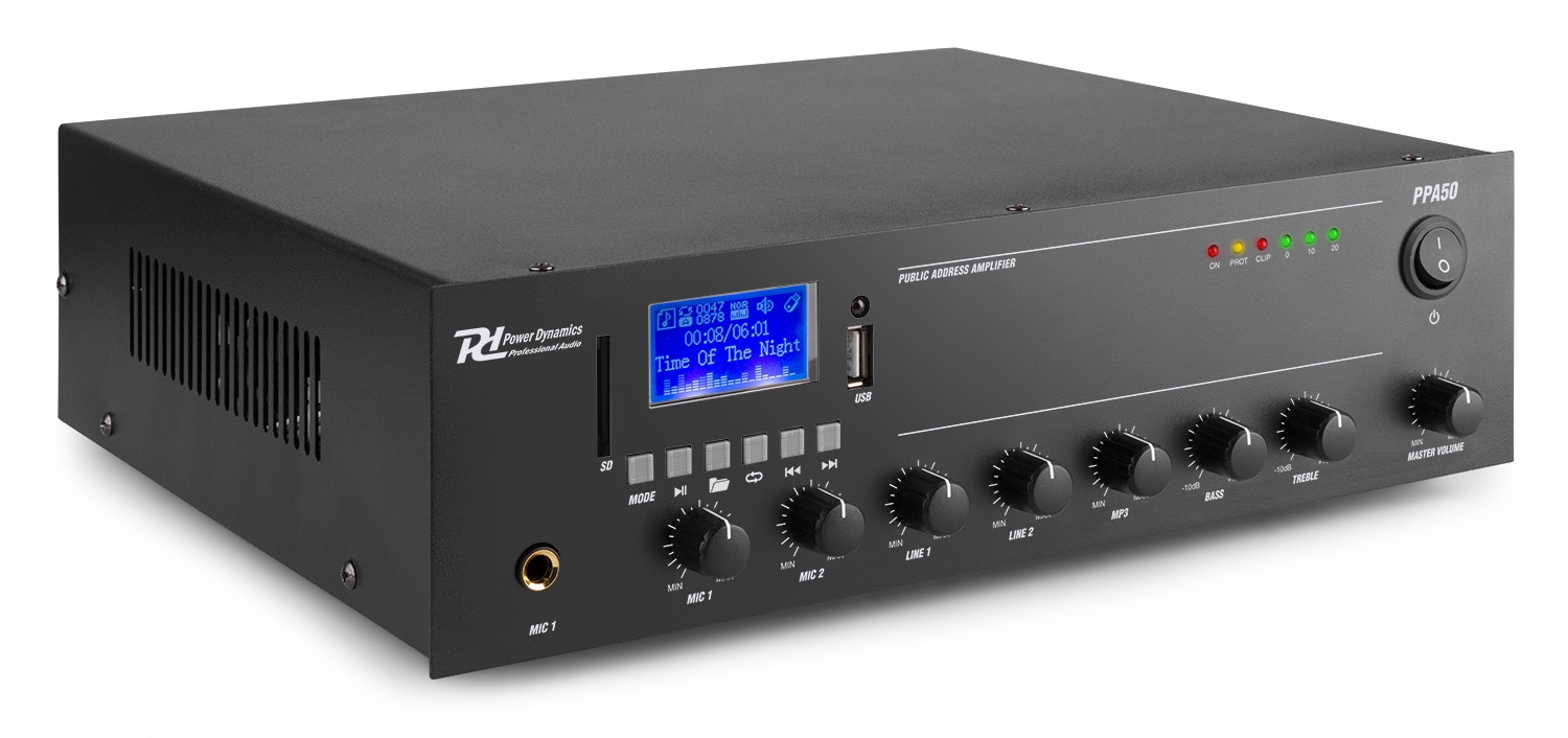 PPA50 100V Mixer-Amplifier 50W - Power Dynamics